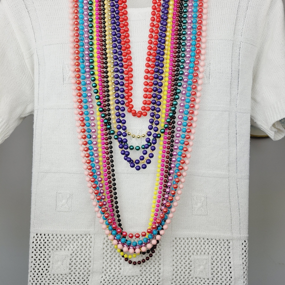 13 Pc. Beaded Necklaces Multi-Color Acrylic Vintage Beads Bulk Set